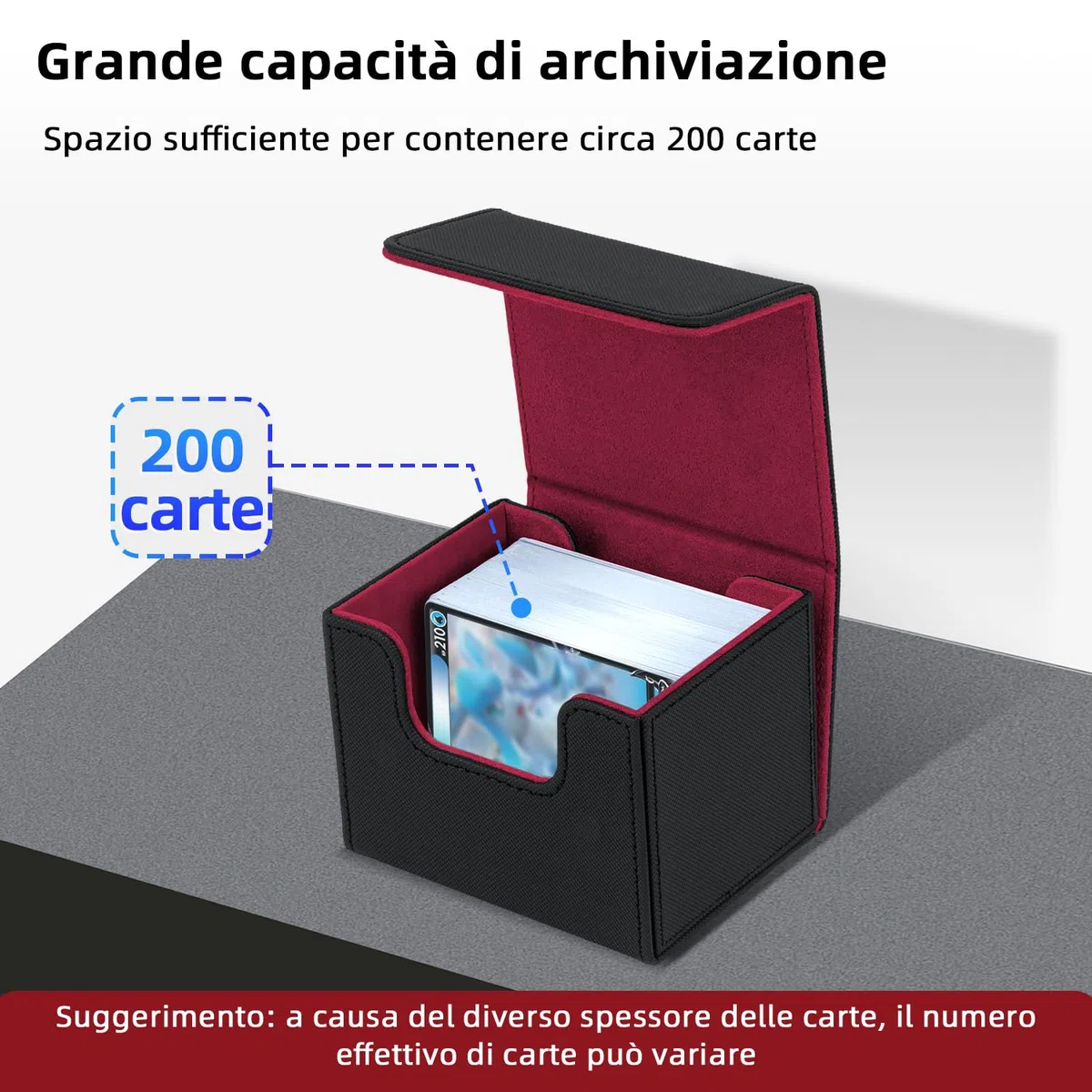 Mcbazel Deck Box Porta Mazzo per MTG Deck Box, Porta Carte Magic, Scatola Porta Carte di per 100+ Carte a Manica Singola, Porta Carte Magic Commander TCG, Custodia in Pelle PU - Nero/Rosso