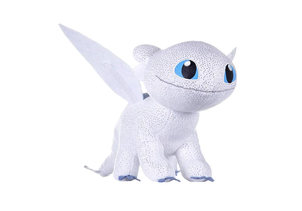 Dragons- How to Train Your Dragon 3 Light Fury Peluche con Effetto Glow in The Dark, Colore Bianco, 32 cm, 12434