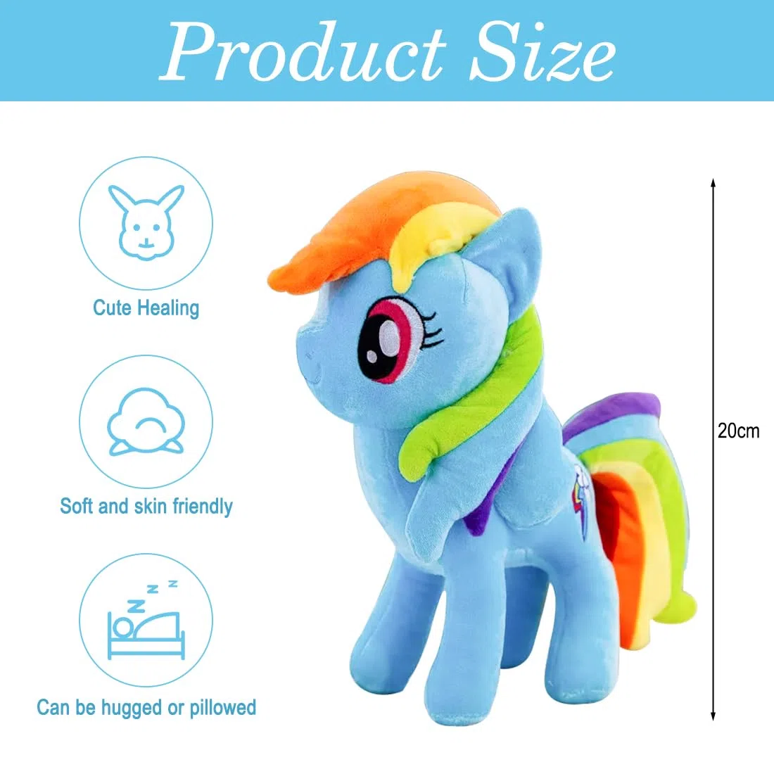 Peluche Unicorno Bambola Blu, 20cm Unicorno Peluche Cavallo Giocattolo, Unicorno Pupazzo Decorazioni Regalo per Bambini Adulti e Fans