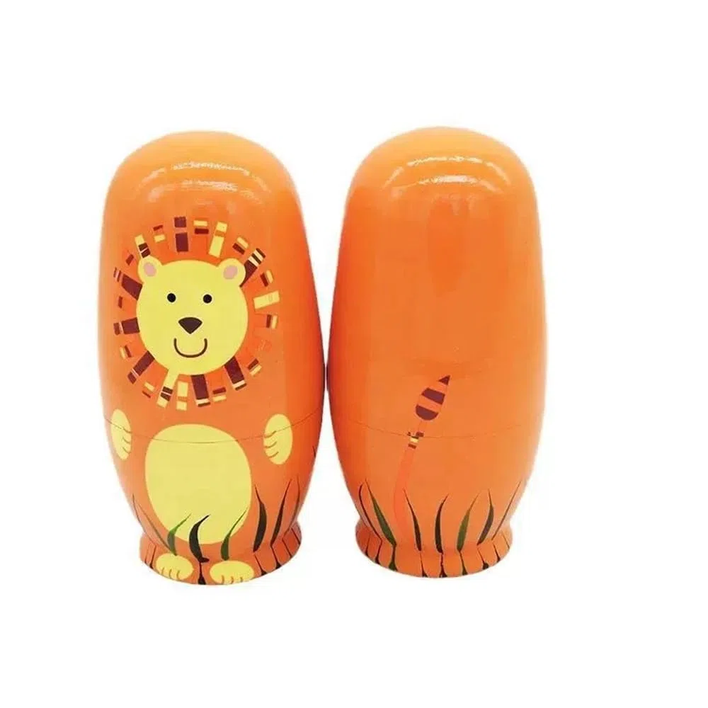 Oostifun 5pcs Cartoon Cute Handmade Russian Nesting Doll Playsets Animali in legno Nesting Dolls Stacking Dolls Collection Decoration(Animals)