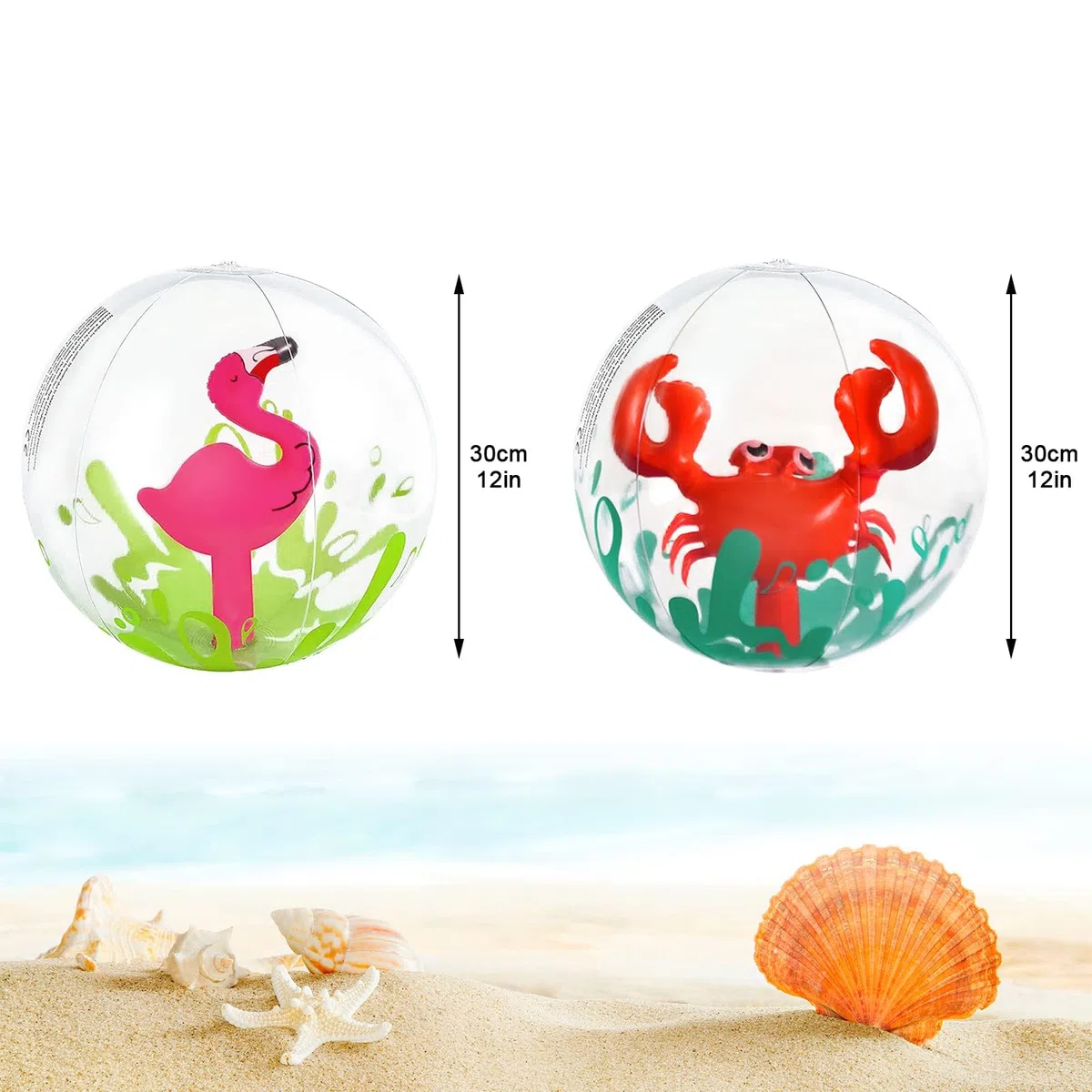 Palla Gonfiabile Spiaggia, Palla Gonfiabile Piscina, 2 Pezzi, Fenicottero E Granchio, per Bambini et Adulti, per Feste in Piscina in Spiaggia Estiva,Giocattoli da Spiaggia