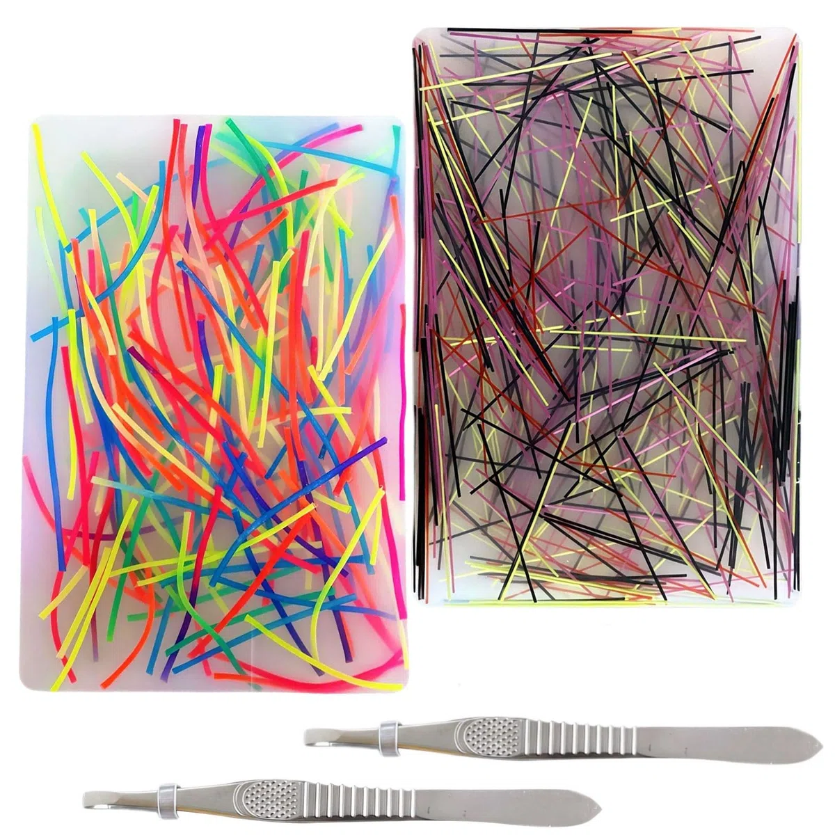 2pcs Picky Pad Skin Picking, Fidget Toys con perline e pinzette, giocattoli in silicone sensoriali riutilizzabili, picking dei capelli, antistress per alleviare l'ansia, antistress