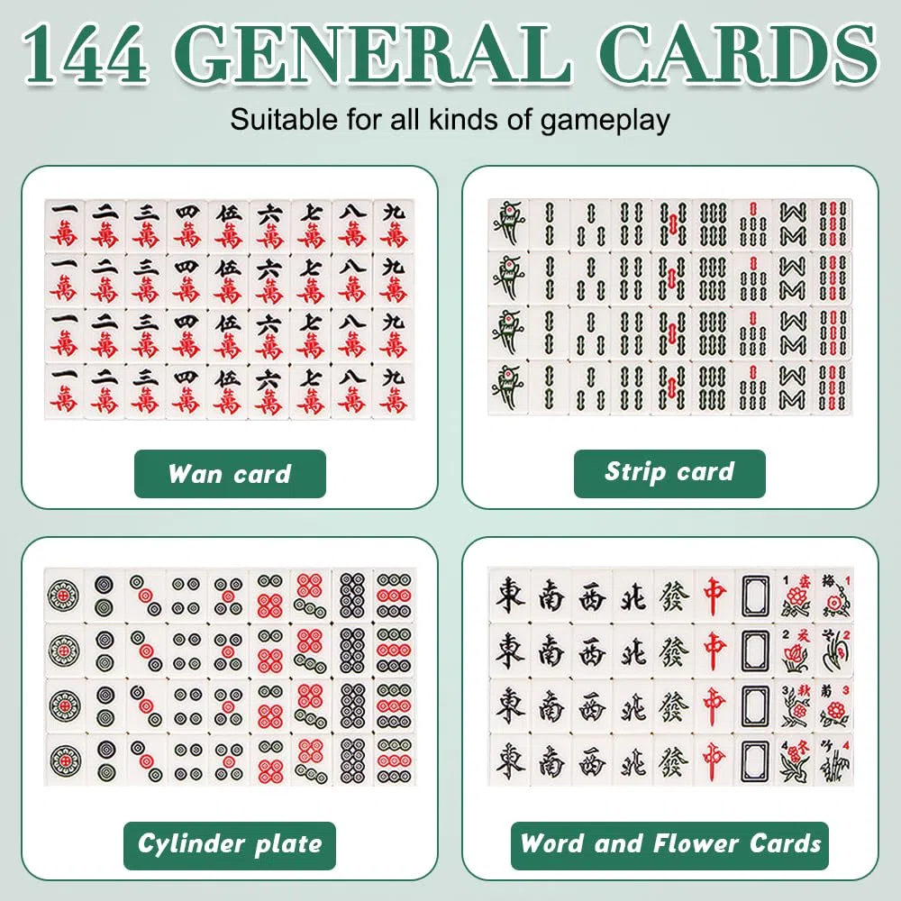 Mini Mahjong Gioco, Tradizionale Cinese Mahjong Gioco da Tavolo, Portatile mahjong Set con 144 Tessere Majong e 2 Dadi, per Famiglie, Viaggi, Feste, Giochi da Tavolo