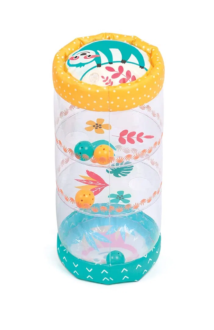 Ludi - Baby Roller Pigro - Grande cilindro gonfiabile con piccole palle sonore - Sviluppa le capacità motorie - Da 6 mesi