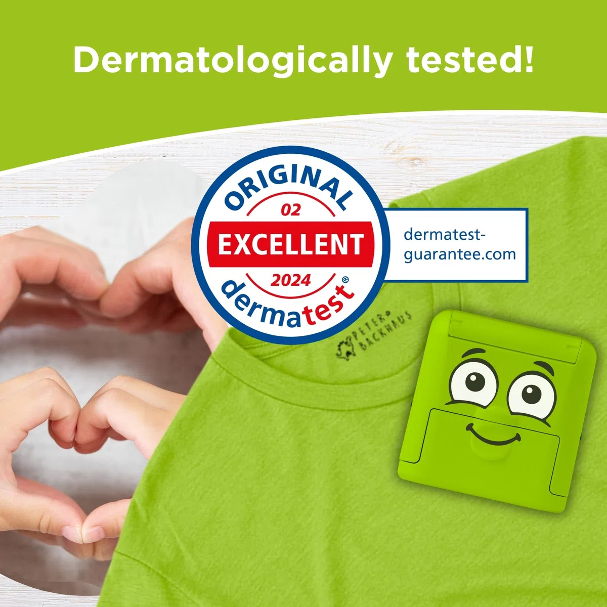 DIY MARKY - Timbro personalizzabile per bambini | Abbigliamento e oggetti per bambini | Inchiostro fino a 1000 impronte | Tutte le superfici | Kit completo con etichette e nastro termoadesivo (Verde)