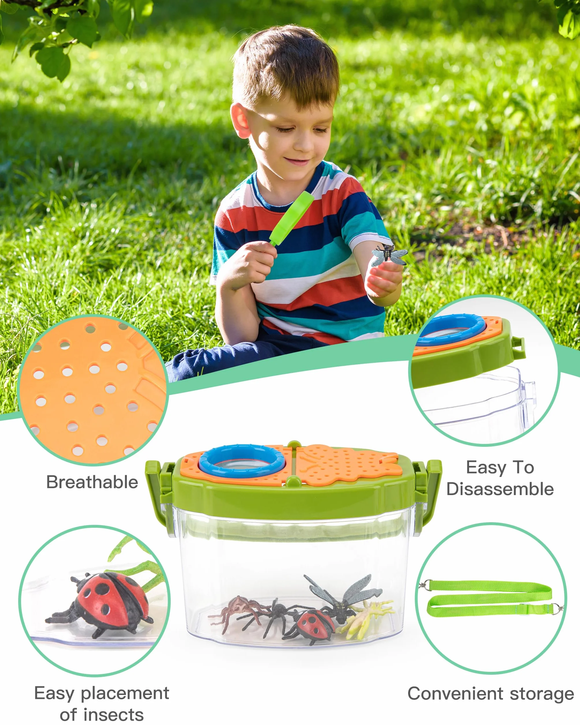 Bug Hunting Kit per bambini: 23 pezzi Bug Catcher per bambini Outdoor Explorer giocattoli per 3 4 5 6 7 anni
