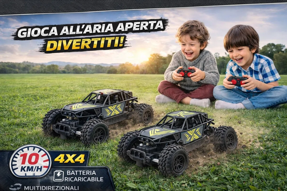 Macchina Telecomandata Offroad Monster Green, Macchinina Radiocomandata Auto RC Car Veloce 10KM/H 2.4GHz Giochi Bambini 6 7 8 9 10 11 12 Anni Gioco Bimbi Regalo Compleanno Giocattolo Veicolo