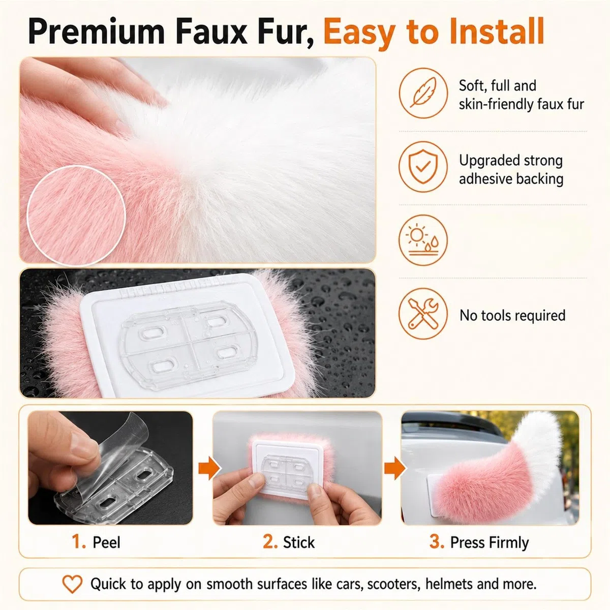 Generico Remote Control Electric Car Tail, Fluffy Remote Control Tail, Wagging Tail for Car, Self Adhesive Plush Moving Tail with Remote, Cute Furry Accessory for Cars Trucks Motorcycle (L)