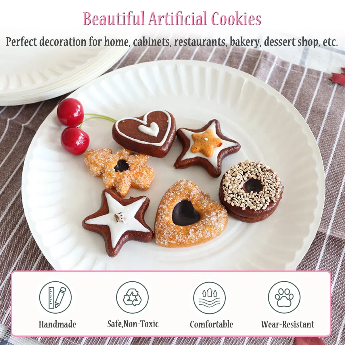 6pcs Biscotti Finti Torta Di Pane Simulata Biscotti Artificiali Simulazione Artificiale Dei Biscotti Simulazione Del Biscotto Realistico Cibo Dessert Per Decorazione, Modello Di Cibo, Fotografia