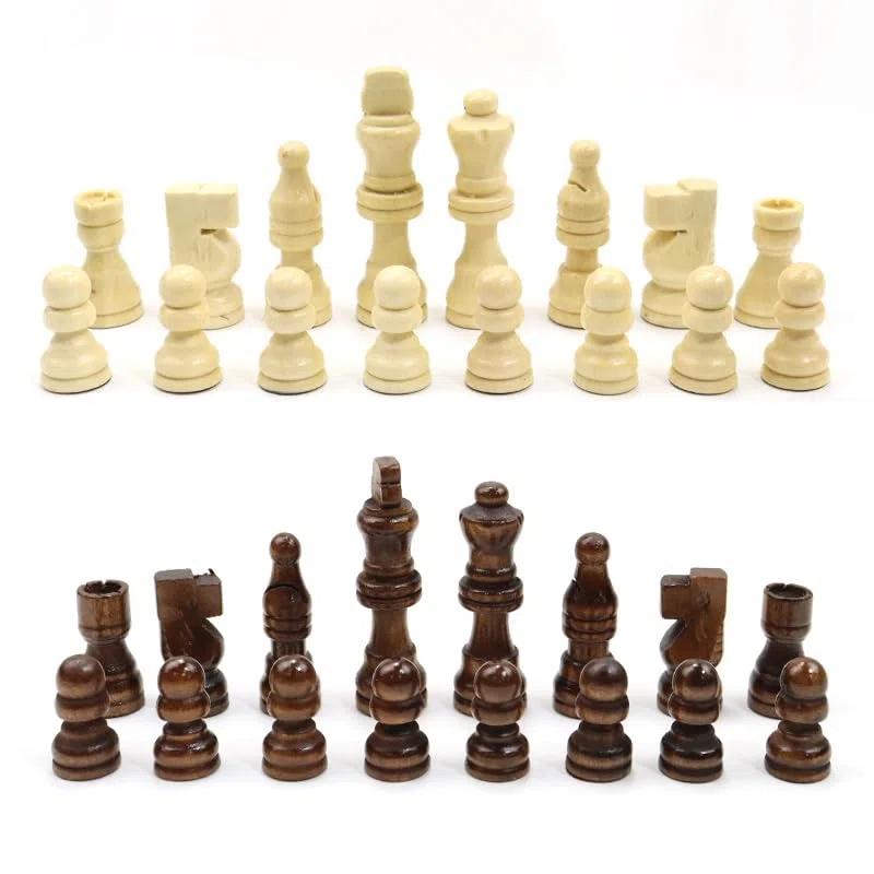 SET 32 PEDINE SCACCHI IN LEGNO - BIANCHE E NERE, ALTEZZA 2.5" | PERFETTE PER ADULTI E BAMBINI