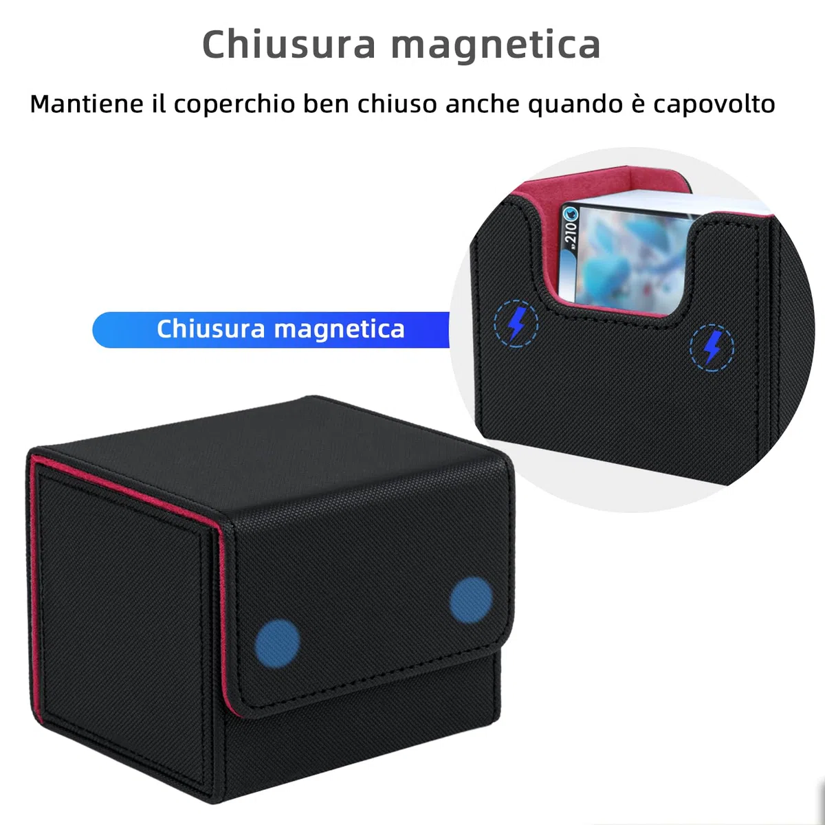 Mcbazel Deck Box Porta Mazzo per MTG Deck Box, Porta Carte Magic, Scatola Porta Carte di per 100+ Carte a Manica Singola, Porta Carte Magic Commander TCG, Custodia in Pelle PU - Nero/Rosso