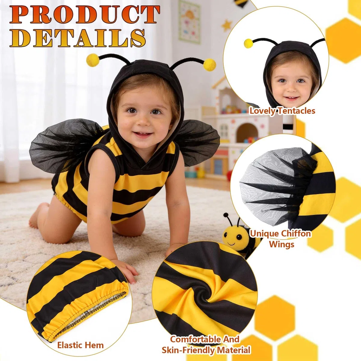Costume da Ape Dinosauro per Bambino Bambina Body Pagliaccetto Tutina Bebè Vestito Carnevale Halloween Feste 0-3 Anni