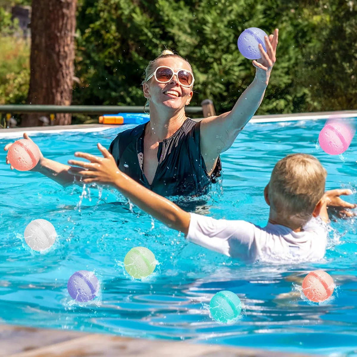6 Pezzi Gavettoni Riutilizzabili, Palloncini da Acqua Riutilizzabili Riempimento Rapido, Bombe D'acqua Silicone per Bambini, Adulti, Combattimenti in Acqua, Spiaggia, Feste in Piscina, All'aperto
