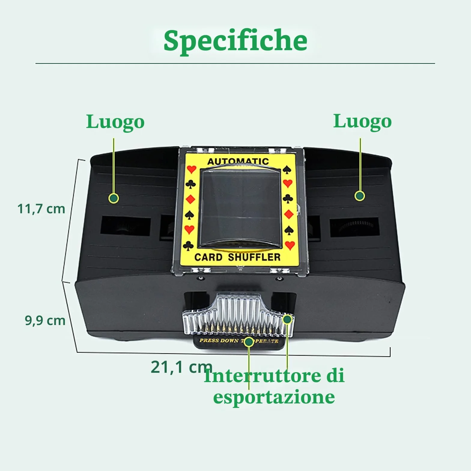 Distributore Carte Gioco Elettronico, Mischia Carte Automatico con Batteria e 2 Paia di Poker, Mescolatore Carte da Gioco per Uno, Poker, Burraco, Blackjack