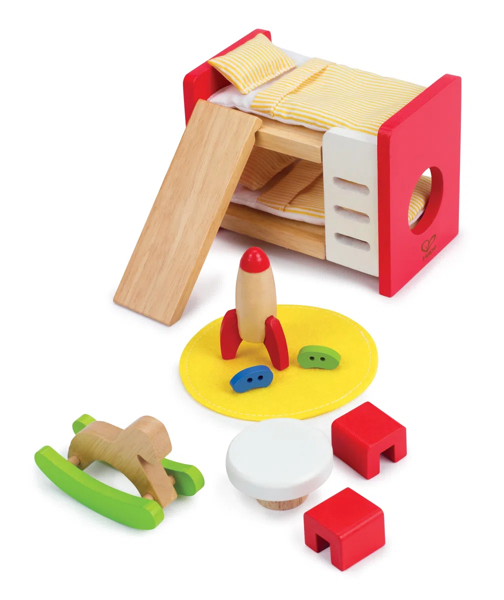 Hape Cameretta dei bambini per la casa delle bambole | Mobili e accessori in legno di qualità | Per gioco di ruolo dai 3 anni