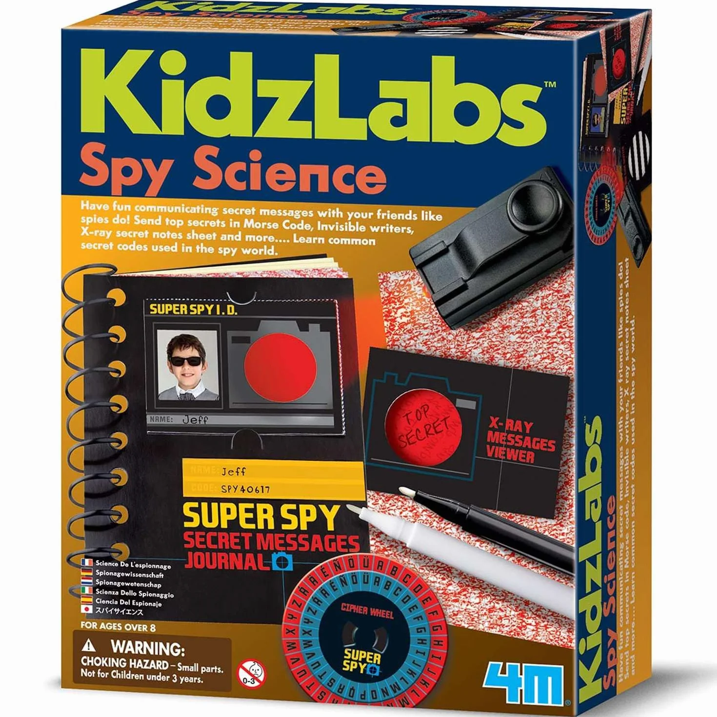 4M 00-03295 KidzLabs Kit della Spia, Kit da Investigatore per Bambini, Gioco Scientifico con codice Morse, Messaggi Invisibili, Appunti Segreti a Raggi X