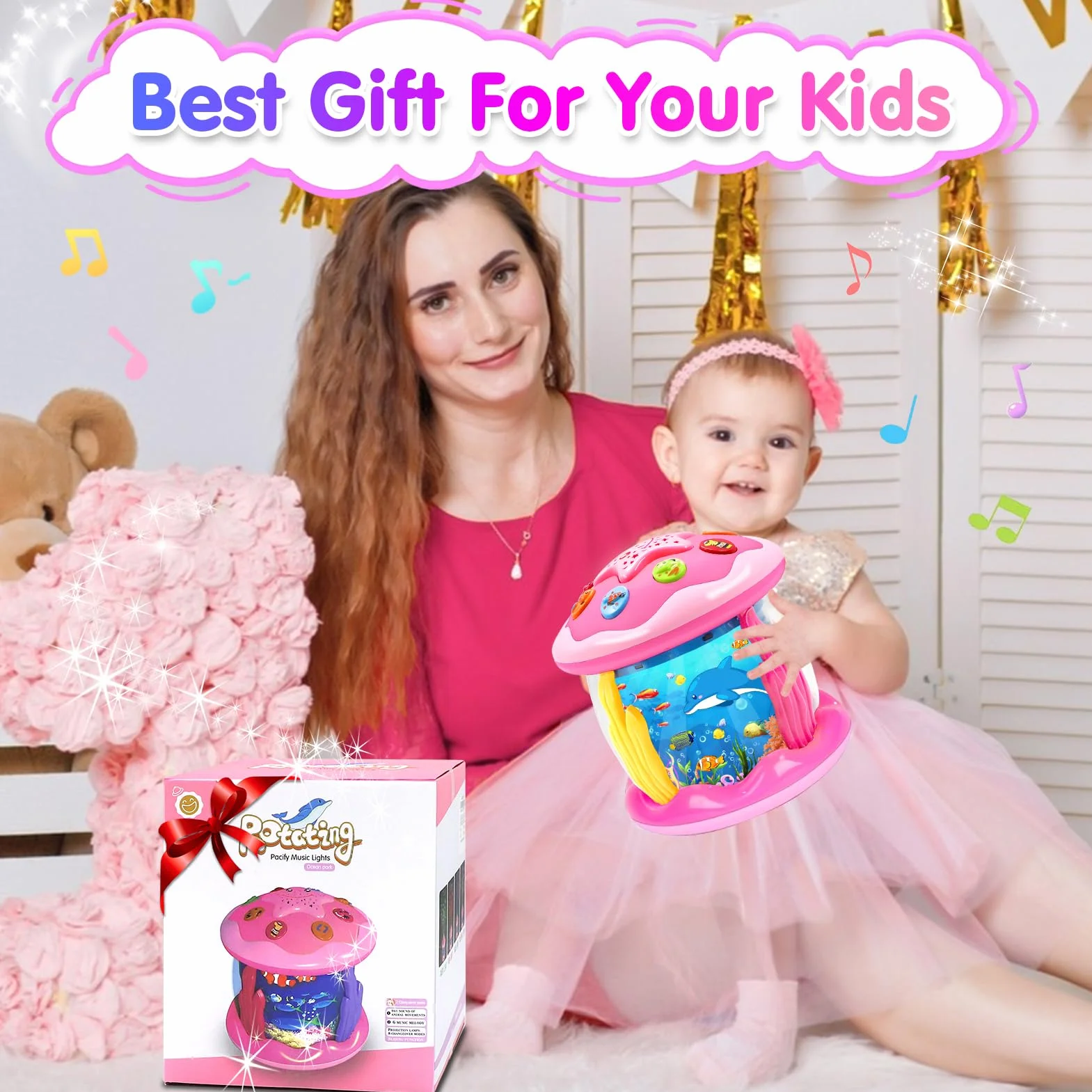 KALOISYHE Giochi Bambini 1 Anno Montessori Rotante Giocattolo ha Musica e Luci a LED, Giochi Neonato 6 9 12 18 Mesi Compleanno Regali Gioco per Bambino 1 2 3 Anno