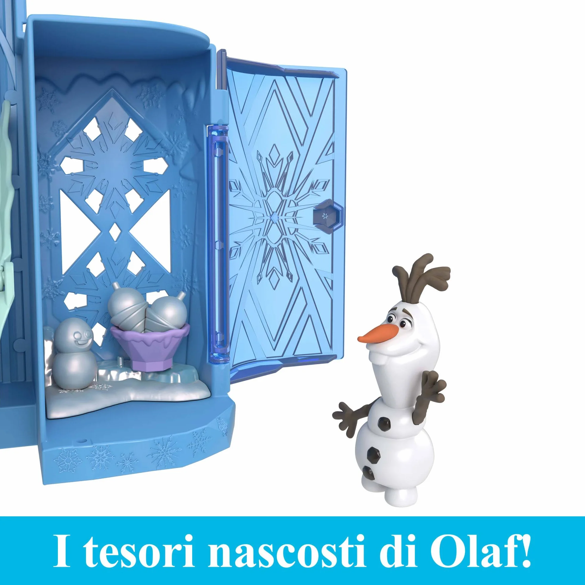 Mattel Disney Frozen - Il Palazzo di Ghiaccio di Elsa, set castello componibile ispirato al film con mini bambola e 8 accessori inclusi, giocattolo per bambini, 3+ anni, JDP63