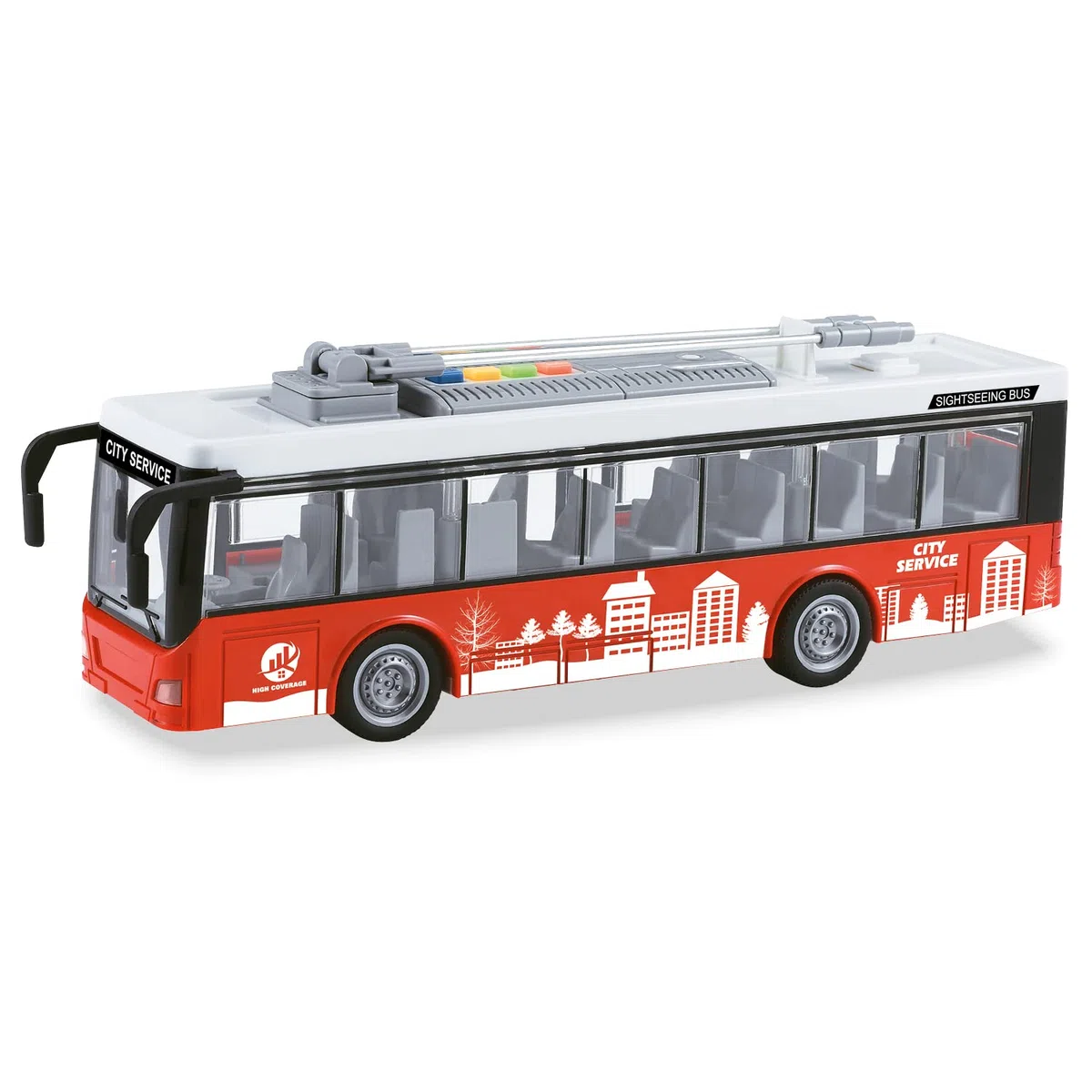 MONDO Motors - Friction BUS - Bus City Service con retrocarica frizione pull back per bambini, rosso - 51238