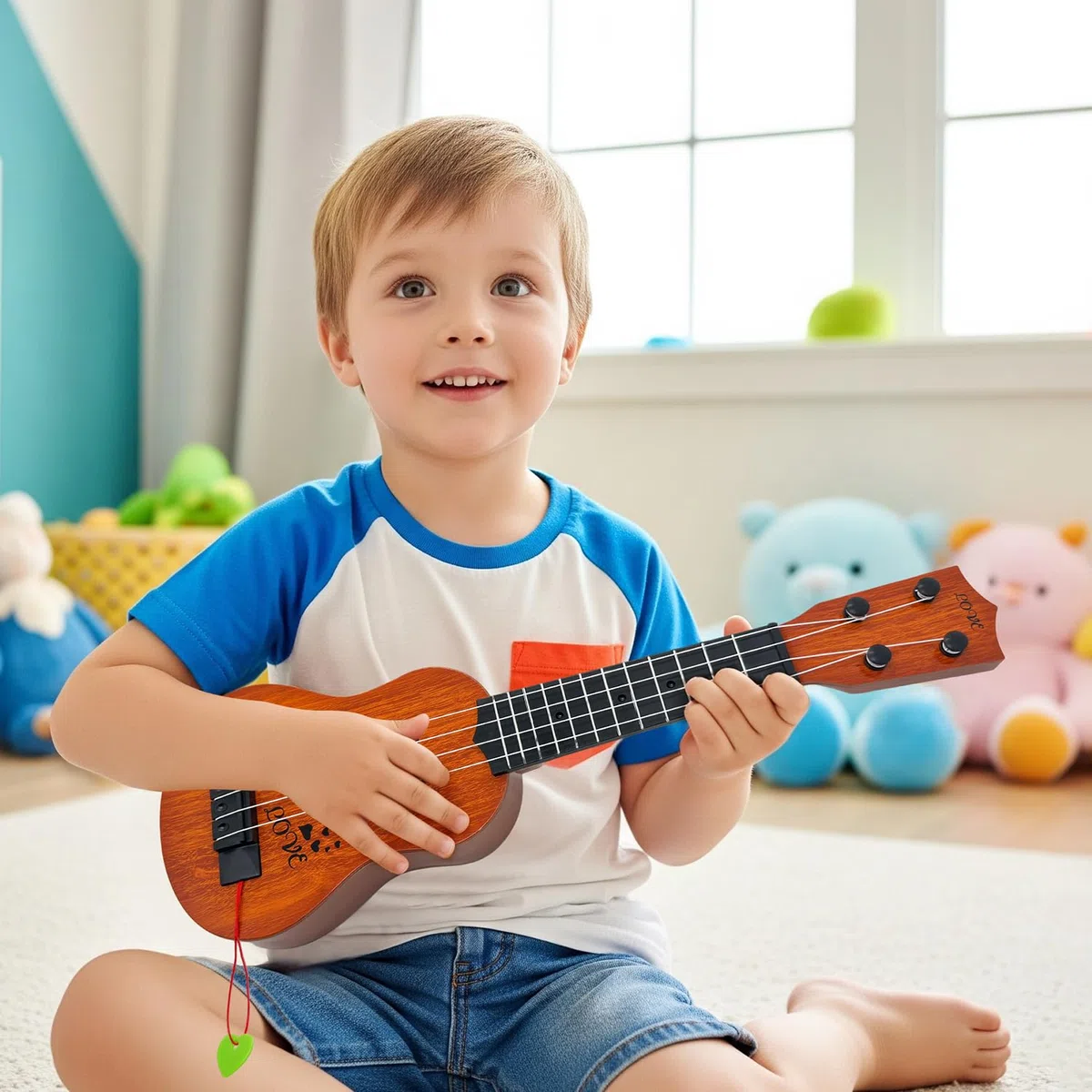 Chitarra ukulele bambini giocattoli dai 3 anni in su, strumenti musicali per bambini dai 3 4 5 anni in su, ragazza e ragazzo, regalo ragazza ragazzo 3 4 5 6 7 anni