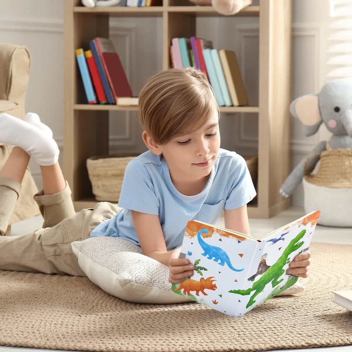 Diario per ragazzi con dinosauri ad acquerello, taccuino luminoso, regalo per bambini, scuola, viaggi, diario privato, copertina rigida, formato A5, a righe, per scrivere e disegnare, blocco note con