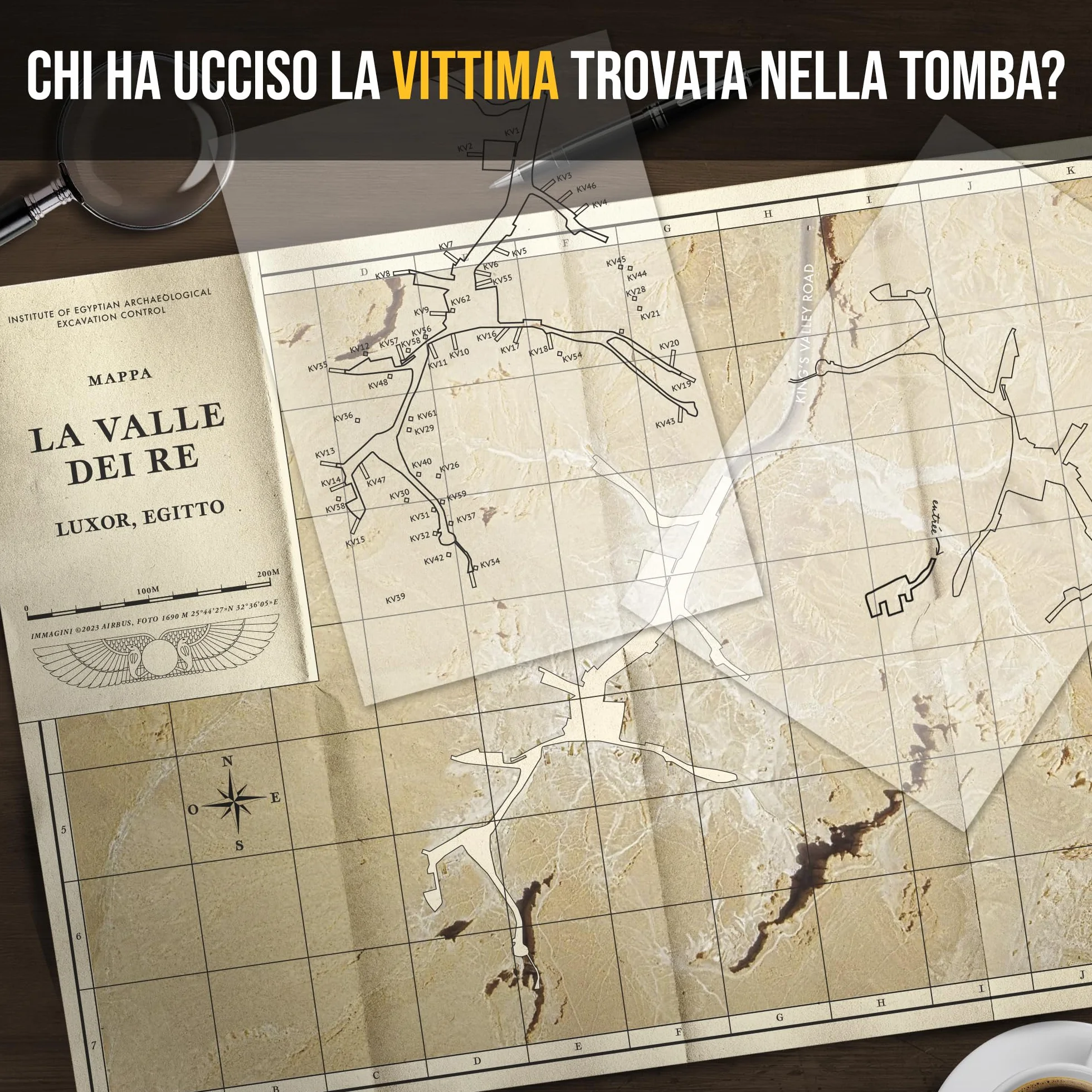 Profiler – Mistero nella Valle dei Re: Scoperta macabra in una tomba faraonica – Gioco investigativo tipo escape game con prove reali – 1-6 giocatori, 1h30-2h