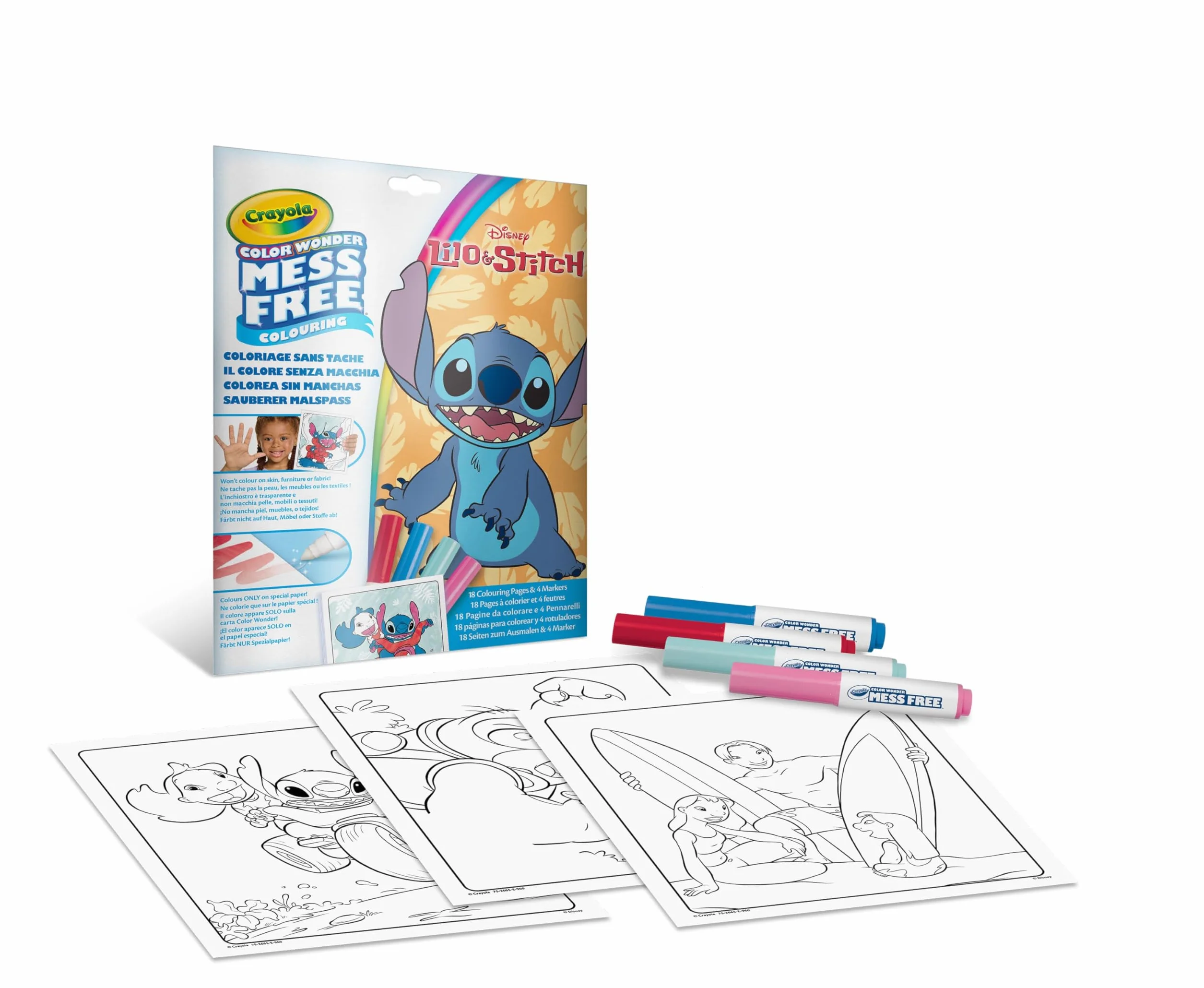 CRAYOLA - Color Wonder, Set Convenienza Colore Senza Macchia, Tema Lilo&Stitch, Attività Creativa per Bambini, età 3,4,5 Anni, 7502