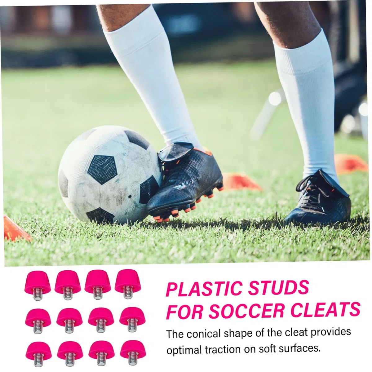 Principetti di plastica per tacchette da Calcio 12pcs 7 mm e 10 mm a Vite su Bitte da Calcio con Chiavi M 5 tacchette da Calcio sostitutive per Campo da Calcio, tacchette da Calcio