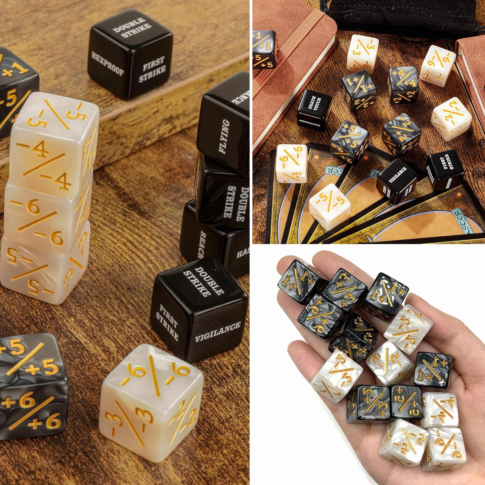 Counter Dadi 48 Pezzi Set di Dadi in Acrilico con Sacchetto di Velluto Abilità Parole Chiave Contatori per MTG TCG Accessori per Giochi di Carte per Feste Giochi