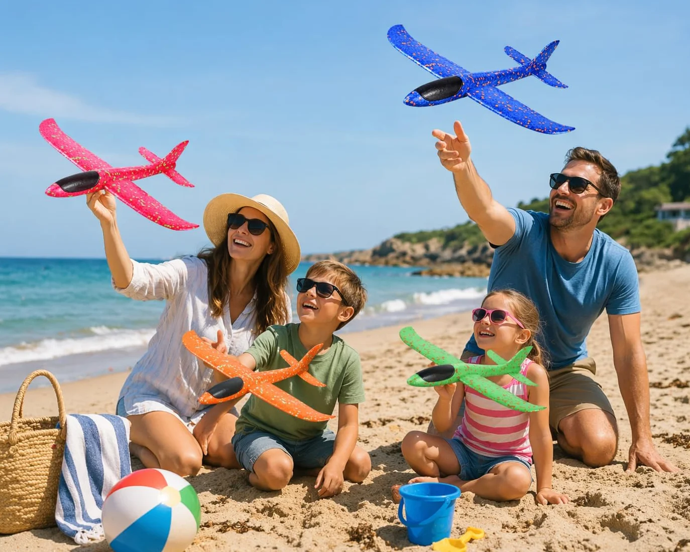 4 Pezzi Set di Aerei a Vela – Aerei in Stiropor Realizzati in Robusto Schiuma EPP – Aerei Lanciabili in 4 Colori – Giocattolo per Bambini all'aperto, Regalo per Ragazzi e Ragazze