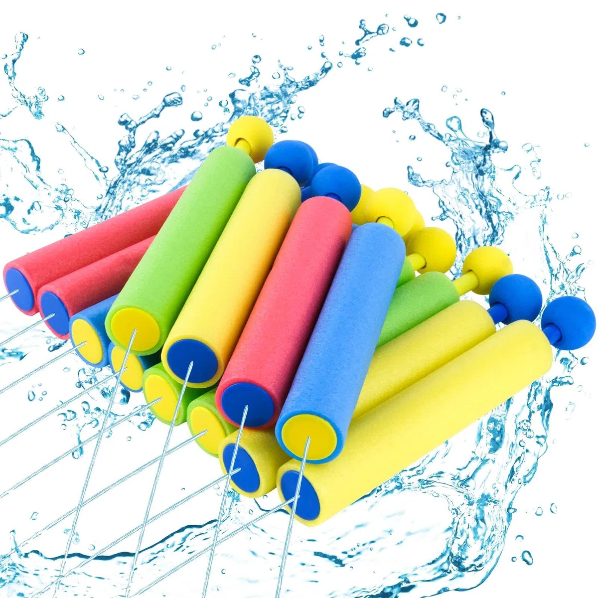 12 PCS Pistole ad Acqua di Colori, 21.5 cm Pistola ad Acqua in Schiuma per Bambini, Pistola Acqua Giocattolo, Fucile ad Acqua per Piscina, Giardino, Esterno Giochi Spiaggia, Giochi Acqua per Bambini