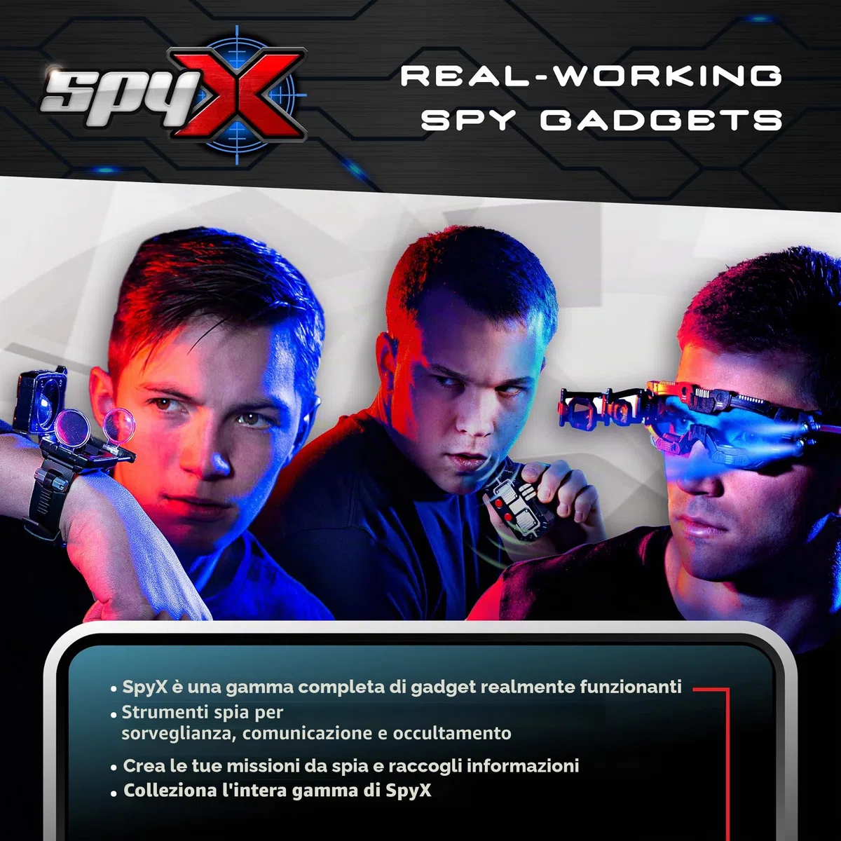 SpyX Lazer - Allarme Trappola per Bambini, proteggiti con fasci di Filo a LED Invisibili, per Divertenti missioni Spia, Include 2 fasci Super Luminosi e Ricevitore di Allarme, dai 6 Anni in su