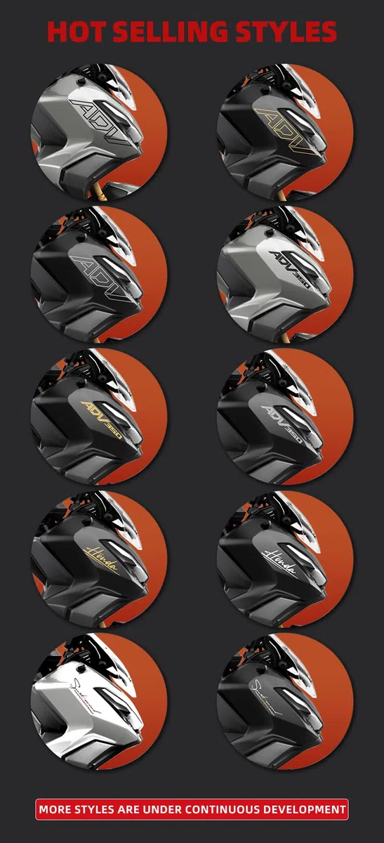 per Honda ADV350 2025 | Kit adesivi per carenatura, decalcomanie per zona della testa con motivi personalizzati, resistenti ai raggi UV, taglio di precisione (stile 6 argento opaco)