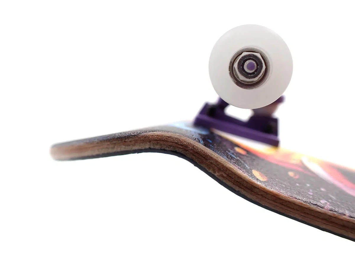 SPITBOARDS Set completo per fingerboard in legno, da 34 mm, set completo per assemblaggio, legno a 5 strati, per Trucks con scanalature di blocco, ruote CNC Bearing Wheels, Real Wear Graphics, Laser