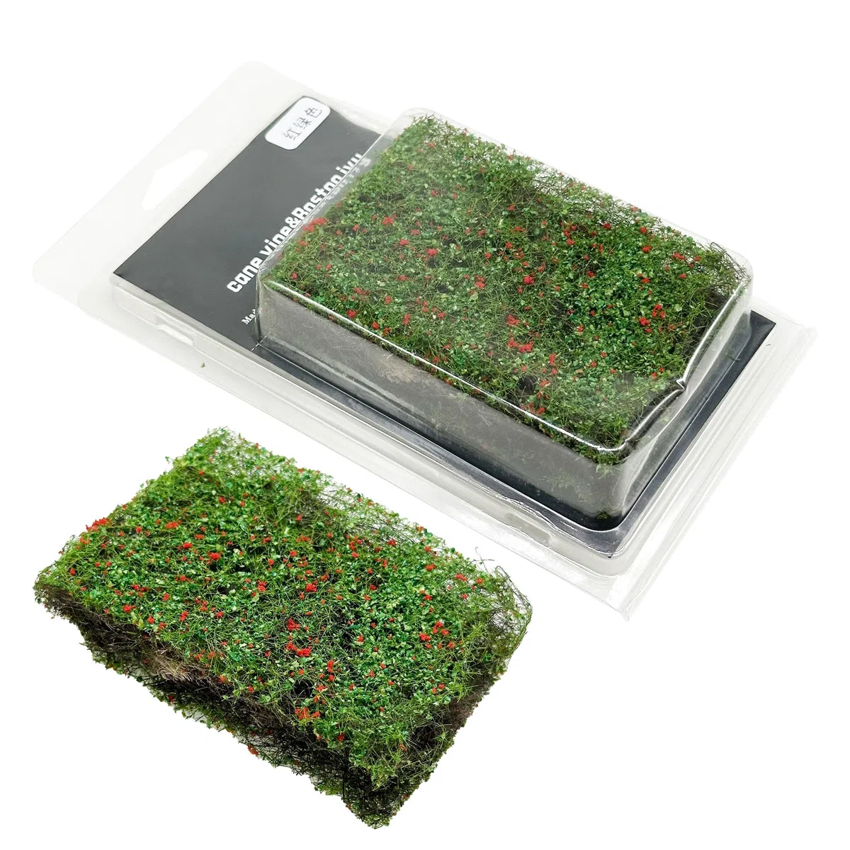 Cayway Rampicanti Miniature Mimetica, Ciuffo D'erba Statico per Modellismo Ferroviario Paesaggio, Accessori Diorama, Scenografia, Verde Rosso