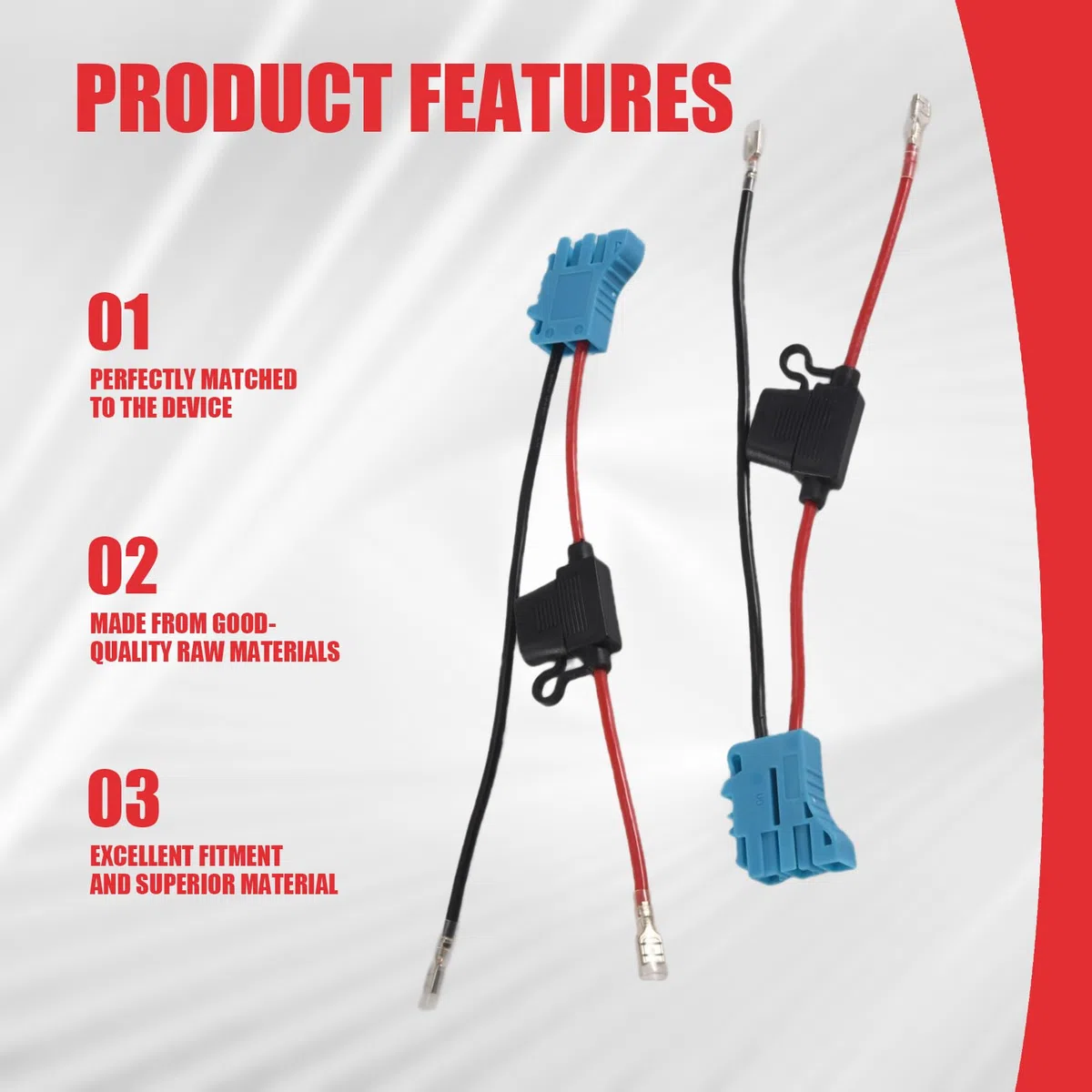 Jevina Confezione da 2 connettori per cablaggio da 12 AWG per Peg-Perego, batteria SLA da 12 Volt, giocattolo con fusibile