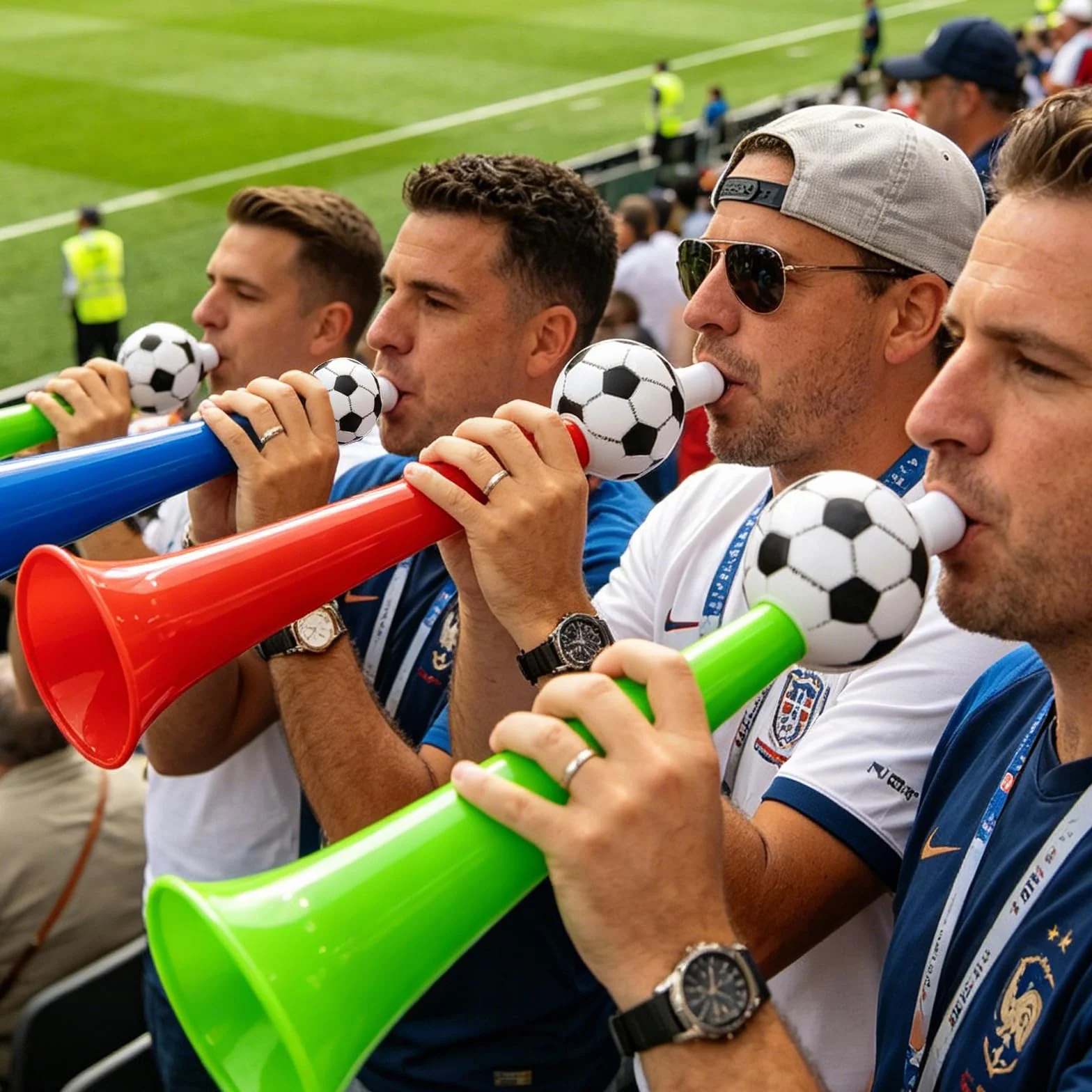 3 Vuvuzela a Forma di Pallone da Calcio con 6 Clap-main de football, corni da calcio, Trombe da Stadio per Eventi Sportivi, Tornei di Calcio, Basket trombette festa compleanno