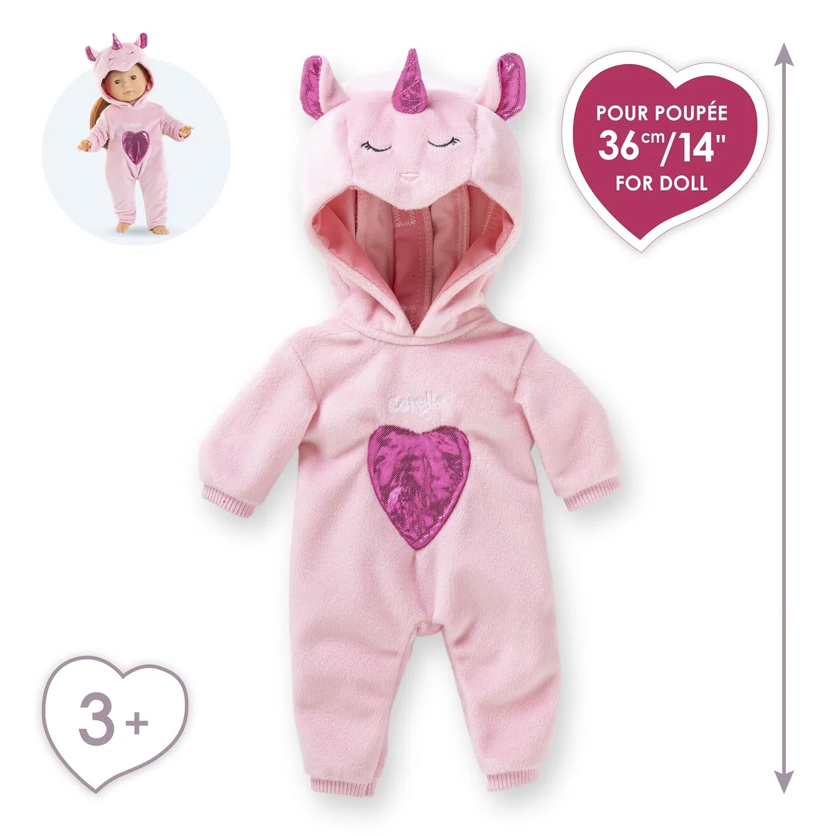 Ma Corolle 9000212930 Pigiama Unicorno Rosa Abbigliamento Bambola Ma Corolla, 36 cm dai 3 anni