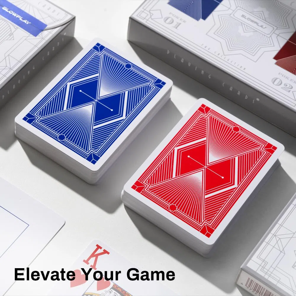 SLOWPLAY Carte da poker 100% plastica, Set da 2 mazzi da poker (Gen 2), indici jumbo, flessibili e resistenti, impermeabili e lavabili, carte professionali per Texas Hold’em