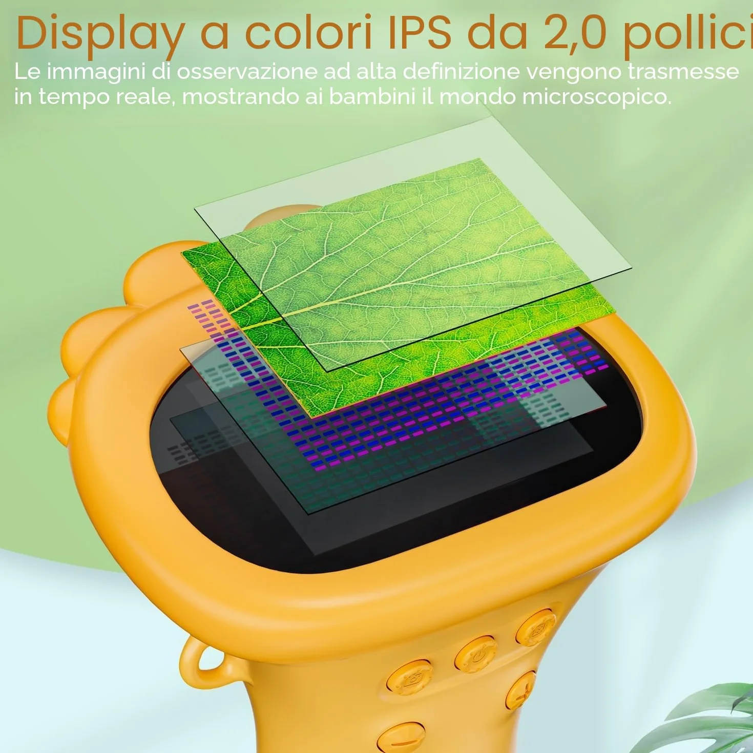 Microscopio per Bambini, SGAINUL Microscopio Digitale da 2.0‘’ Microscope Elettronico Portatile 1000X con 8 luci LED Regolabili, Adatto come regalo di Natale, Compleanno o Capodannodai 3 agli 8 anni