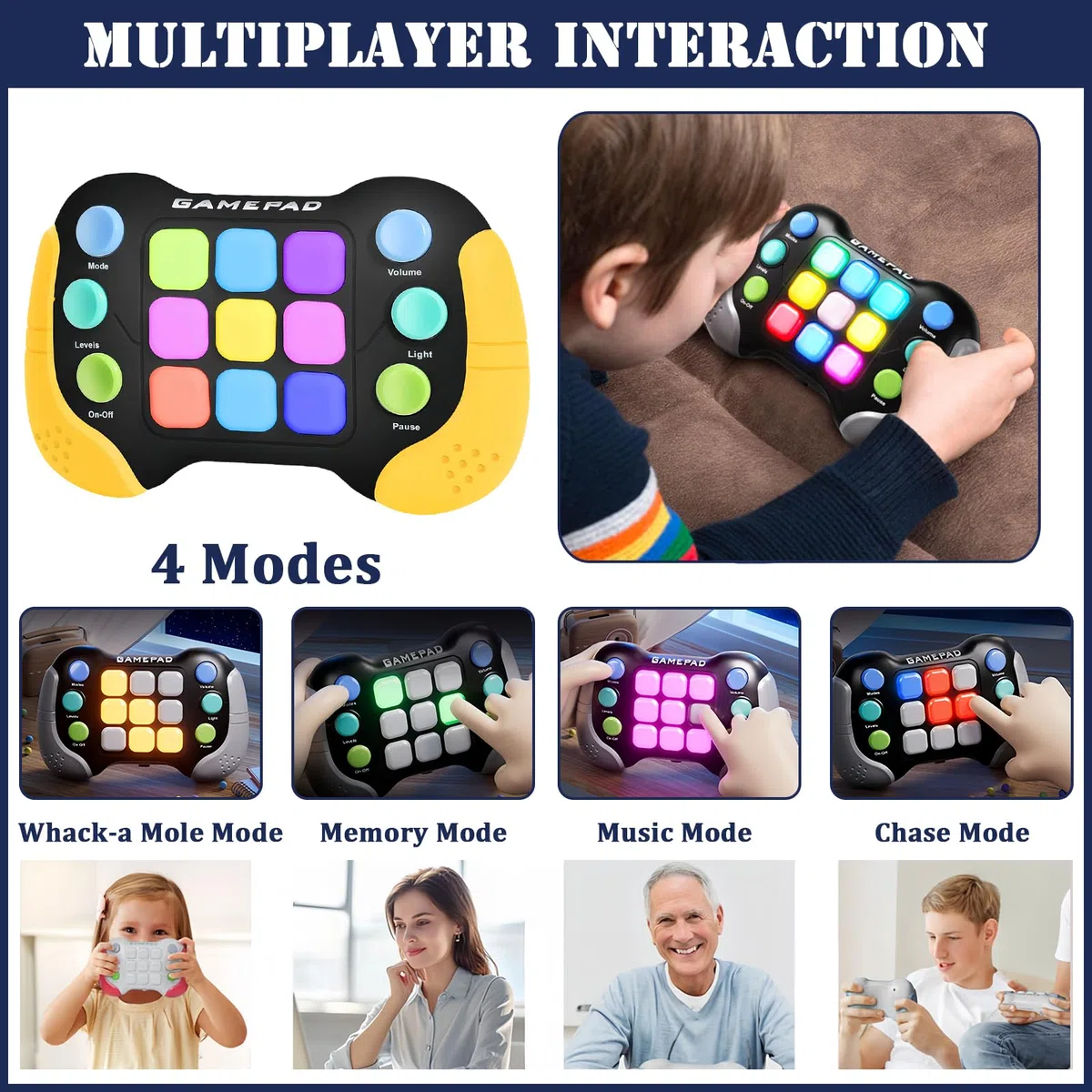 Pop Elettronico Gioco Giallo, Macchina da Gioco Fidget per Sensoriale, Giocattoli Sensoriali Fidget per Autismo, Rompicapo Veloce Giocattolo Manuale per Alleviare lo Stress Bambini e Adulti