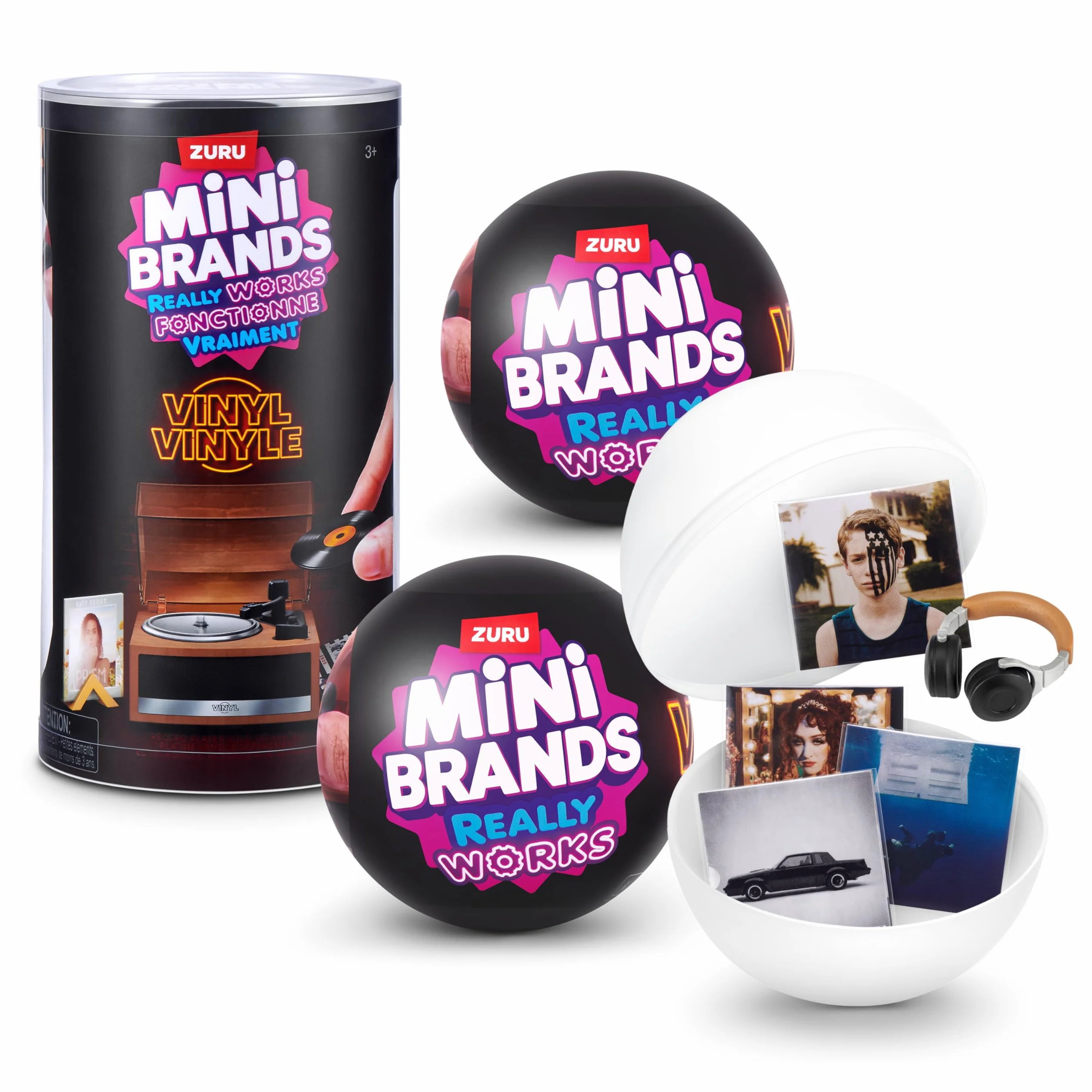 Mini Brands Really Works Capsule Mini Vinili di ZURU – Serie 1 (Confezione da 2) – Ogni capsula: 4 mini dischi vinile riproducibili + 1 accessorio sorpresa (8 vinili & 2 accessori) – Capsula Mistero