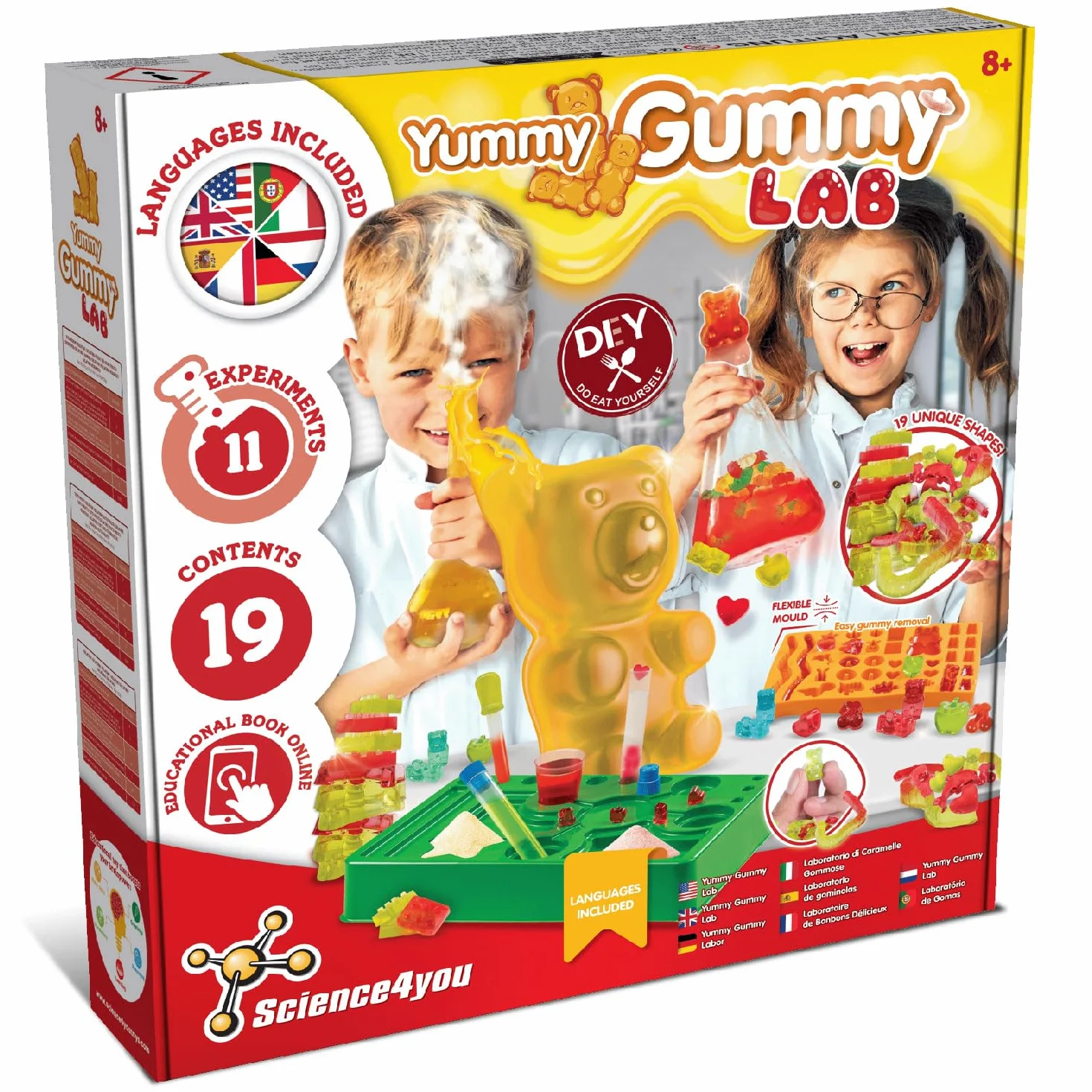 Science4you Laboratorio di Caramelle Gommose– Kit per la Confezione di Caramelle per Creare Dolci in 19 Forme Diverse, Comprese Quelle dell'Orso Gigante, Regalo per Bambini di 7 8 9 10 11+ Anni