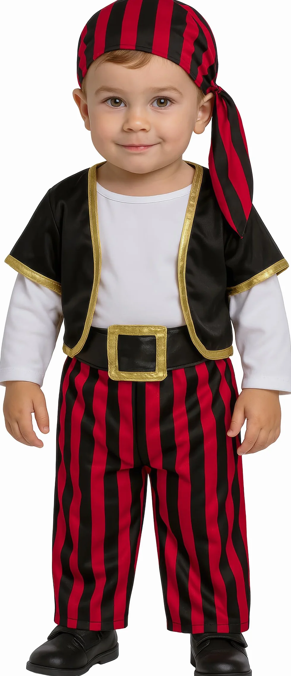 FIESTAS GUIRCA | Costume Pirata Baby (18-24 Mesi) - Maglietta, Gilet, Cintura, Pantaloni e Foulard - Costumi da Corsaro e Bucaniere per Halloween, Carnevale e Feste in Maschera - Ideale per Bebè