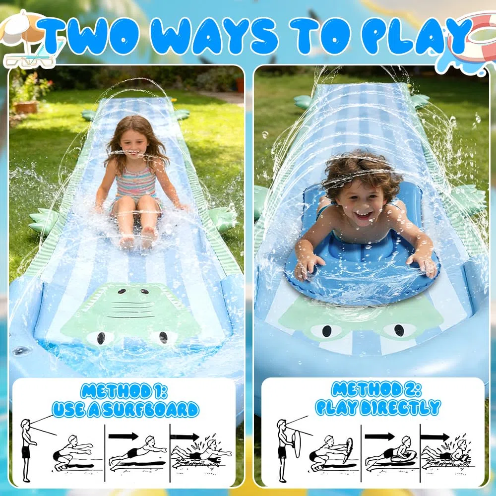 Scivolo Acquatico Giardino, Tappeto Scivoloso Acqua 550cm, Scivolo ad Acqua con Sistema di Nebulizzazione, Water Slide per Feste Estive, Prato e Giochi d' Acqua all' Aperto