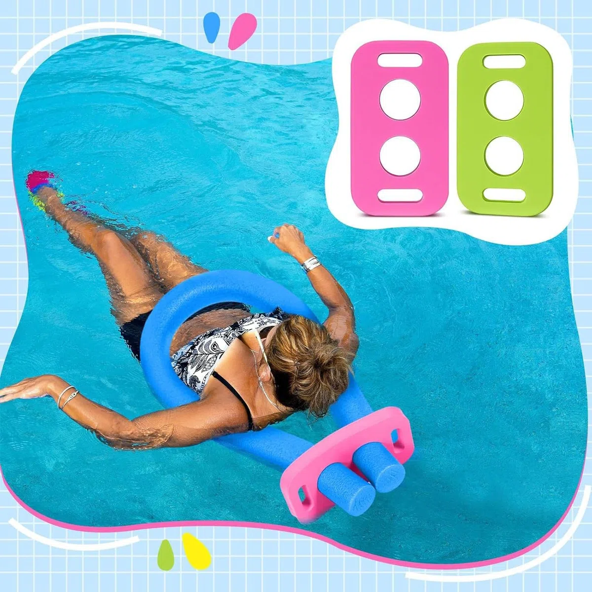 Connettore noodle per piscina, connettore noodle per nuotare - 3x Connettori a bastone da nuoto buchi,Accessorio per attività acquatiche, allenamento per l'acqua per la spiaggia