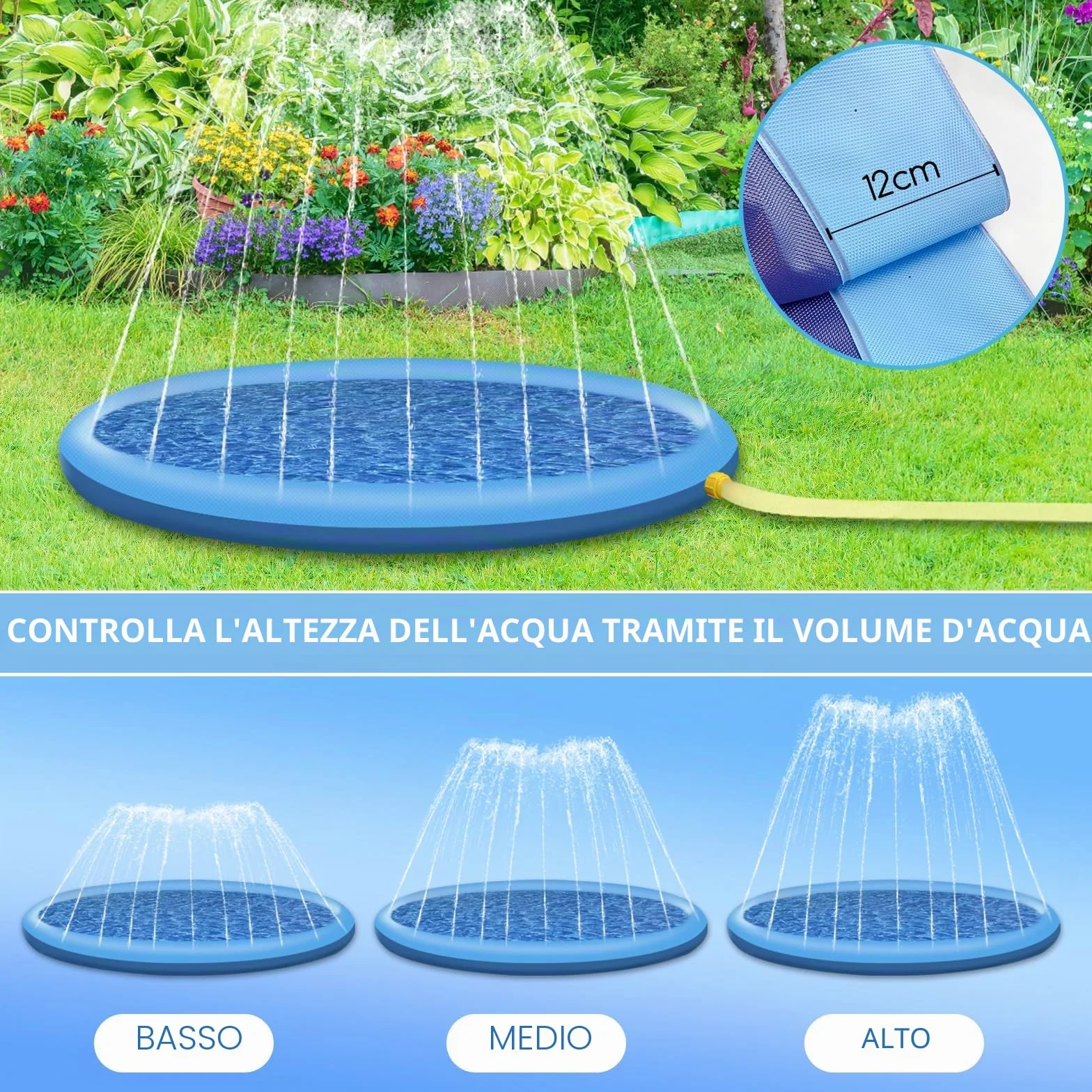 Jsdoin Piscina per cani, 100 cm, gonfiabile, pieghevole, ispessita, per esterni, giardino, spiaggia, cortile, giocattolo per cane, blu