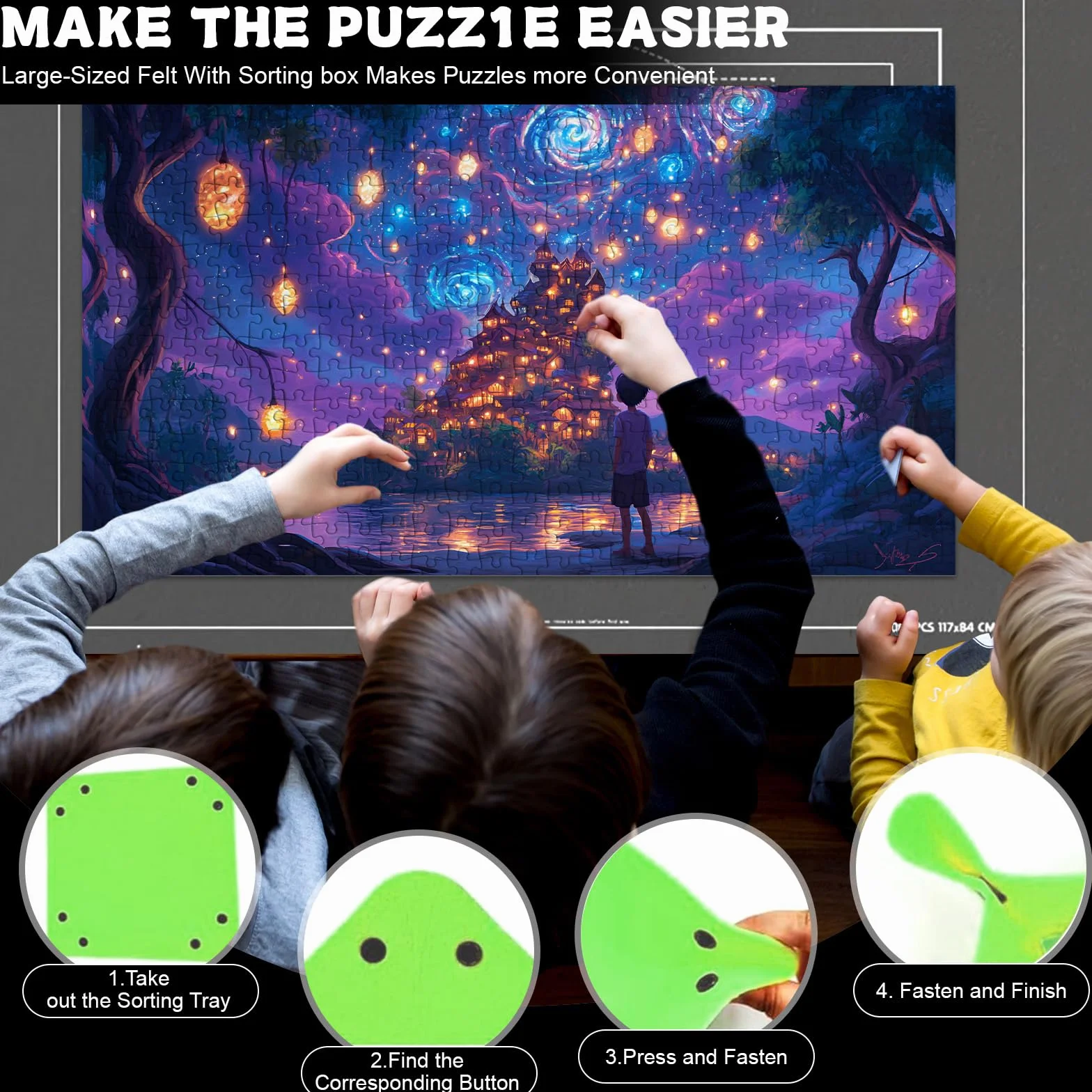 Puzzle Mat,Portable,Non-Slip Rolling Puzzle Mat, Puzzle Pad Felt 1000 1500 2000 3000 Pieces
