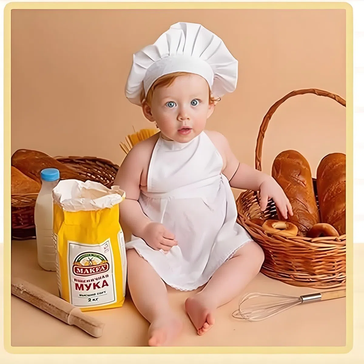 Set da Cuoco per Neonato,Baby Chef Grembiule e Cappello Neonato per Foto,Cappello e Grembiule Cuoco Bambino