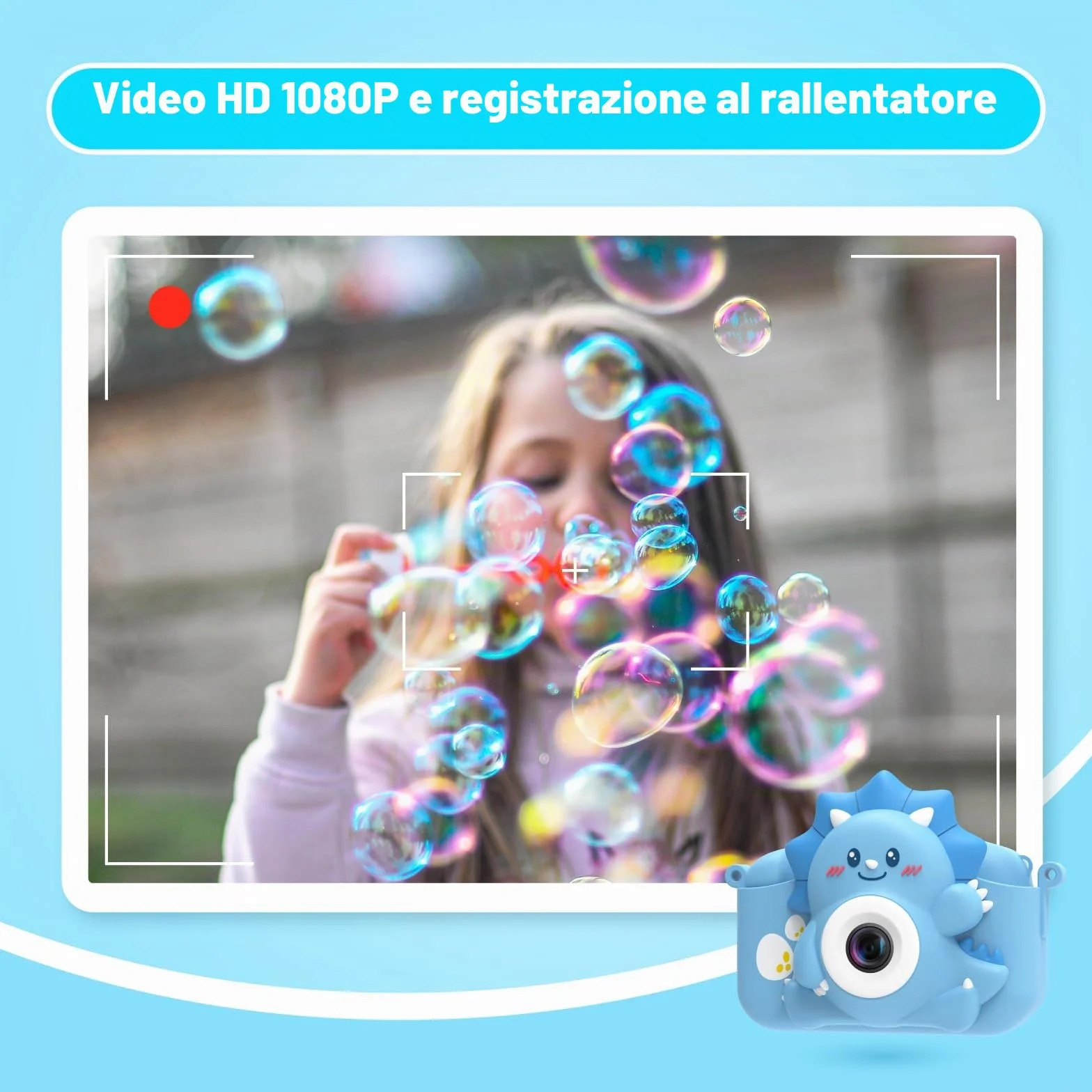 HiMont Macchina Fotografica per Bambini, 1080P Fotocamera Digitale con Scheda 32G & Schermo da 2,0", Selfie Videocamera, Regalo per Compleanno, Natale, Giocattolo per Bambini 3-12 Anni